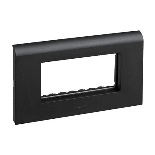 Legrand Myrius 8M Black 4x2 Plate With Frame, 6732 89